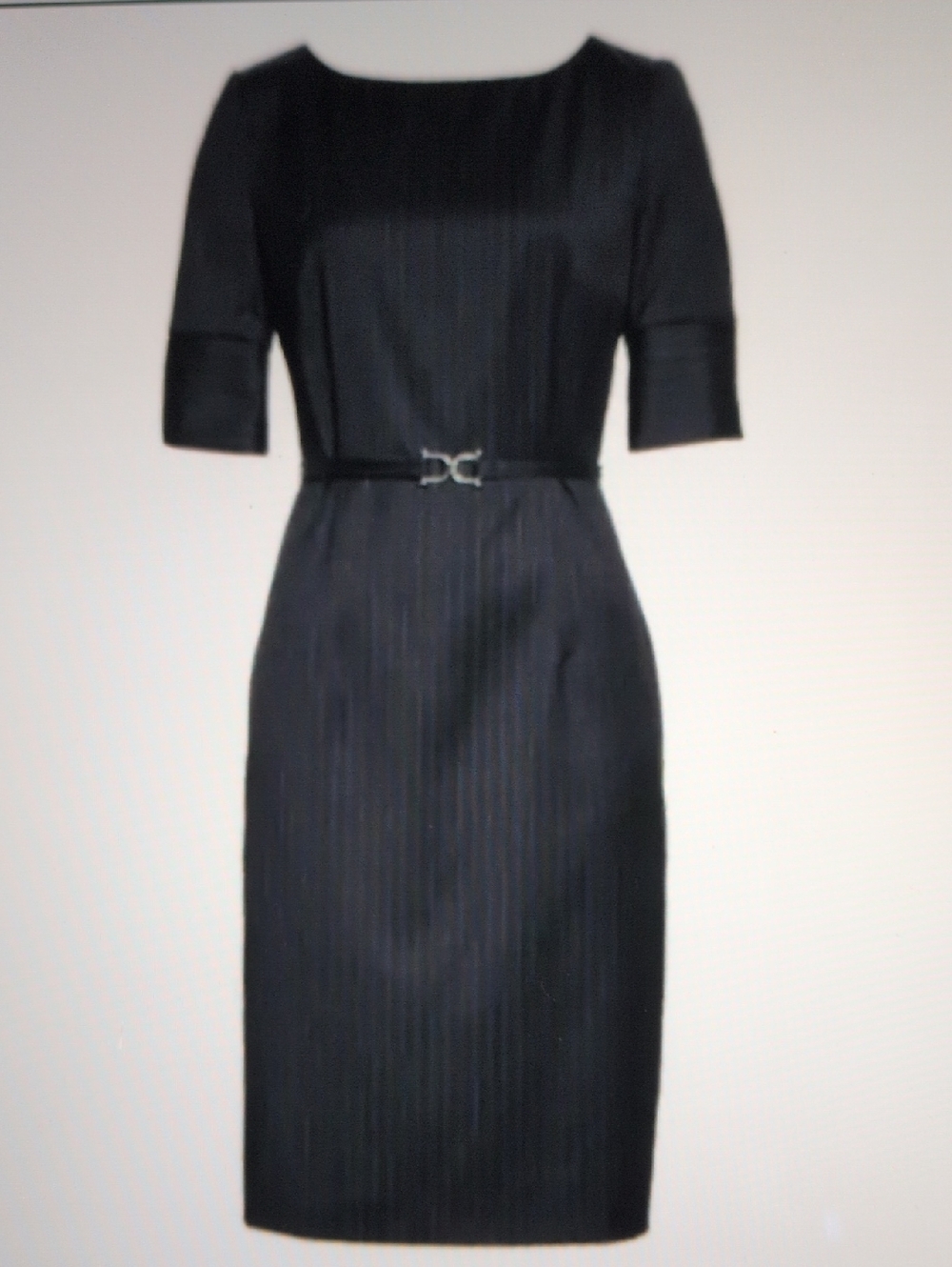 Hugo Boss Reda Blue Pinstripe Dirusilastretch Wool Sheath Dress